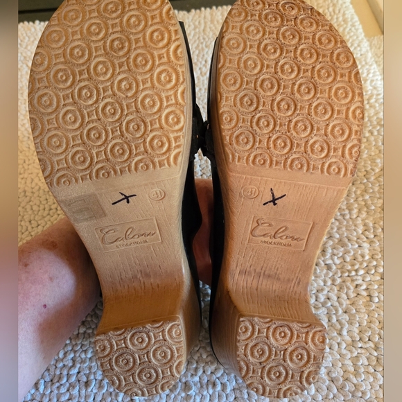 Calou Stockholm Leather Black Sandal Clogs Sz EU 41 - Picture 7 of 10